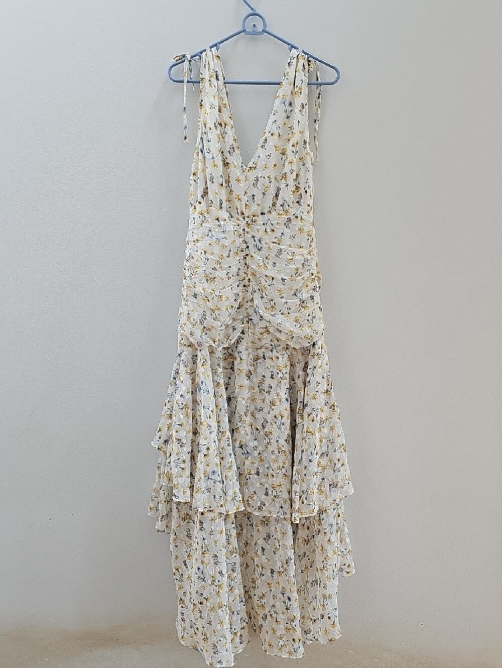 LoveShackFancy Cream Floral Ruffle High-Low Dress - Picture 2 of 4